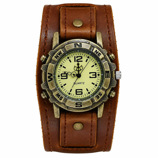 Vintage Punk Leather Cuff Watch