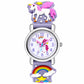 Unicorn kids quartz watch in purple with 3D rainbow and unicorn strap