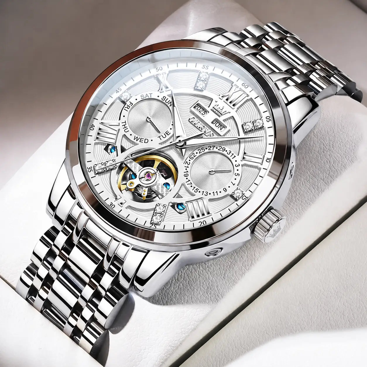 Skeleton Flywheel Automatic Mechanical Original Wristwatch Inspirational Watches