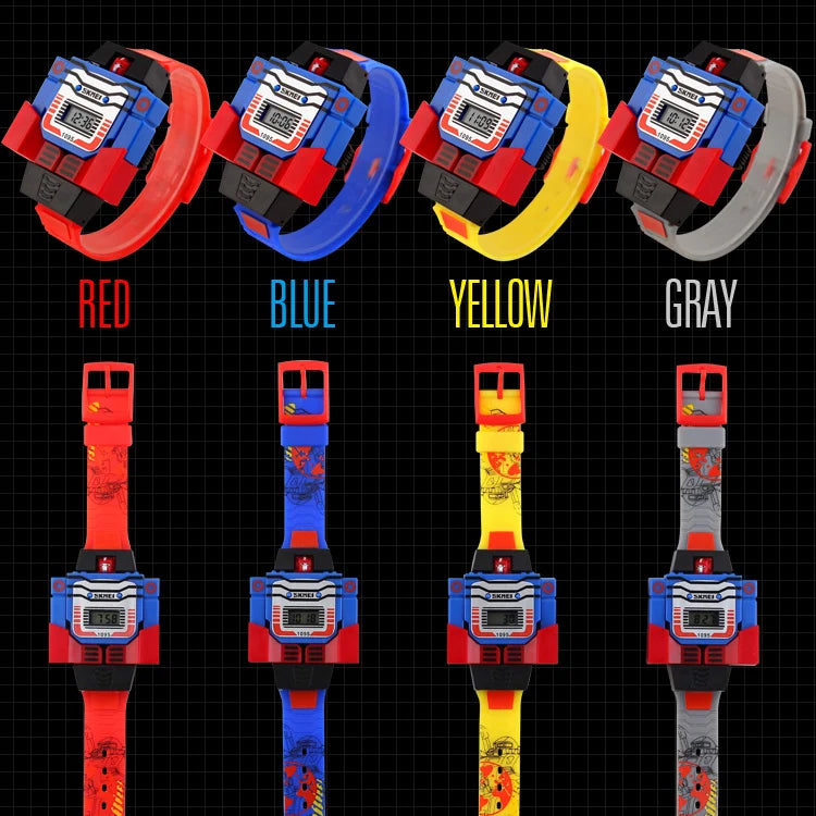 Digital Robot Transformation Cartoon Kids Sports Watch Inspirational Watches