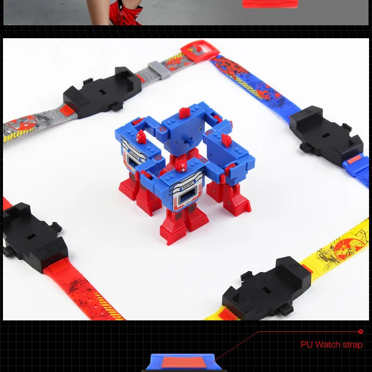 Digital Robot Transformation Cartoon Kids Sports Watch Inspirational Watches