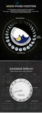 Moon Phase Mechanical Automatic Water Resistant Inspirational Watches
