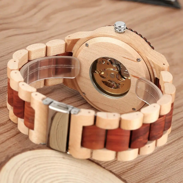 Automatic Wooden Skeleton Watch - Inspirational Watches