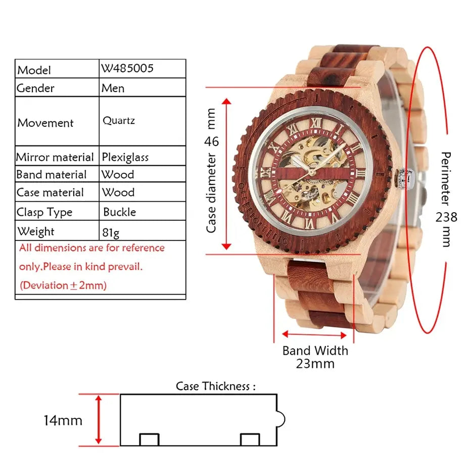 Automatic Wooden Skeleton Watch - Inspirational Watches