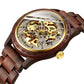 Classic Wooden Automatic Skeleton Watch for Men – Transparent Mechanical Wristwatch with Wooden Strap - Inspirational Watches