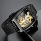 Transparent Automatic Mechanical Watch Men Steampunk Bridge Skeleton Luxury Gear Self Winding Inspirational Watches