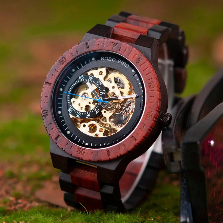 Luxury Wooden Mechanical Watches for Men – Premium Automatic Timepiece with Oversized Dial - Inspirational Watches