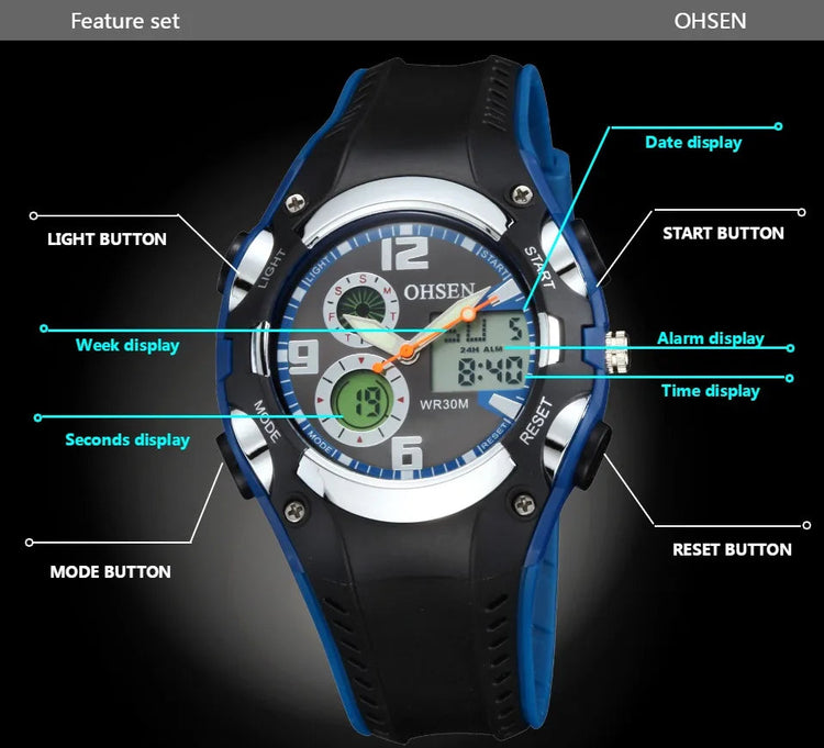 Fashion Digital LED Analog Kids Watch Inspirational Watches