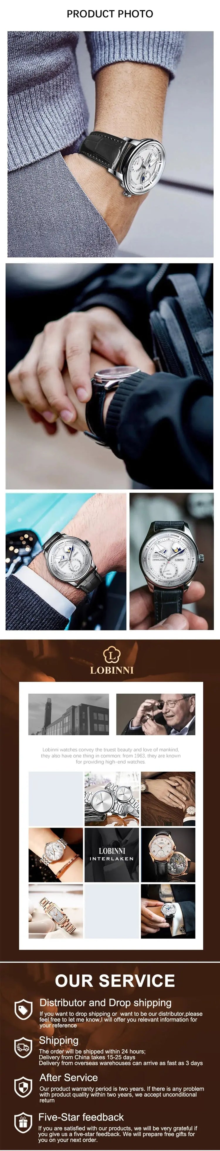 Moon Phase Mechanical Automatic Water Resistant Inspirational Watches
