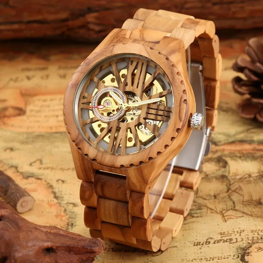 Cherry Wood Retro Hollow Skeleton watch Inspirational Watches