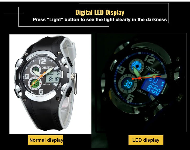 Fashion Digital LED Analog Kids Watch Inspirational Watches