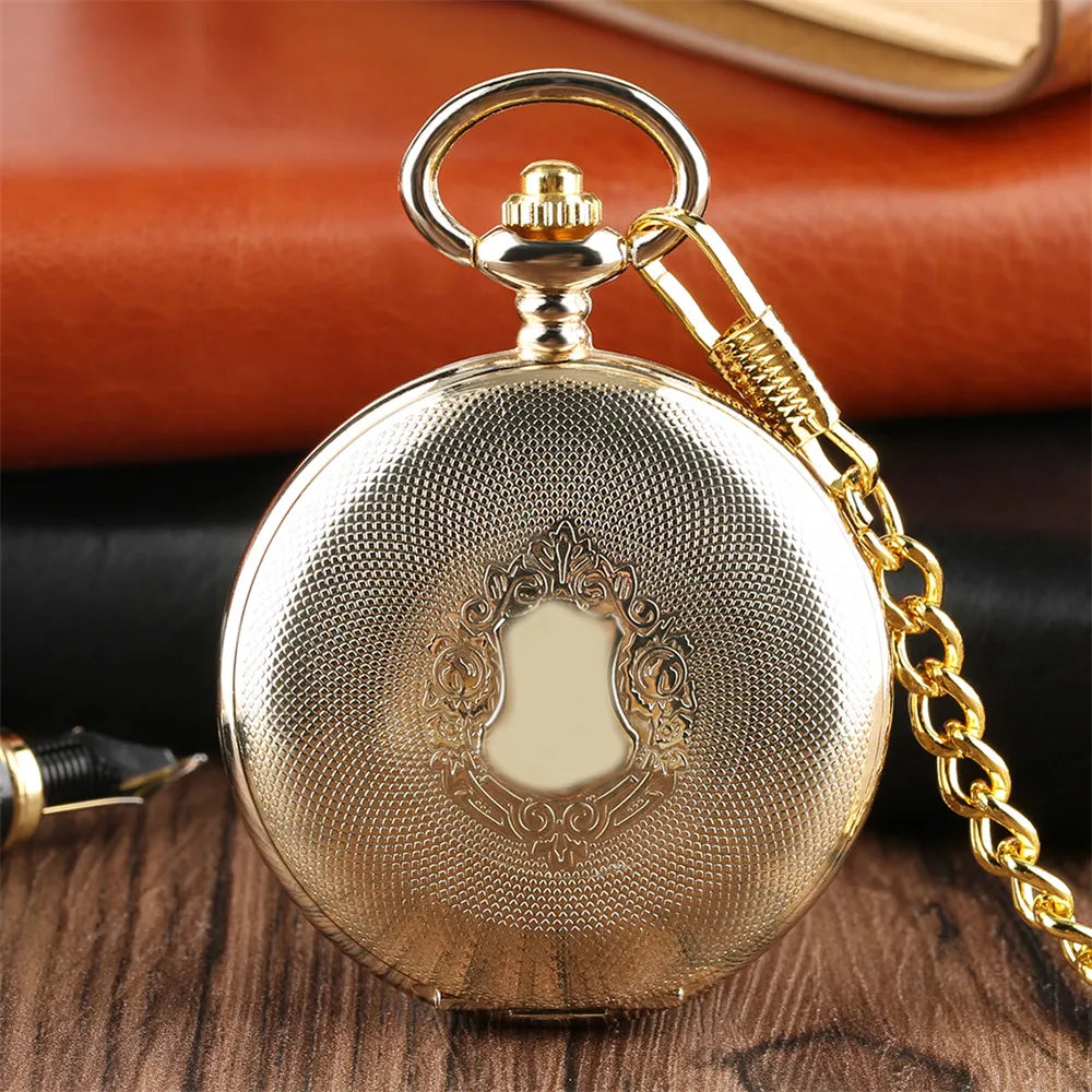 Classic Gold Mechanical Hand Winding Pocket Watch Shield Snake Pattern Vintage Pendant Manual Machinery Timepiece Gifts Male Inspirational Watches