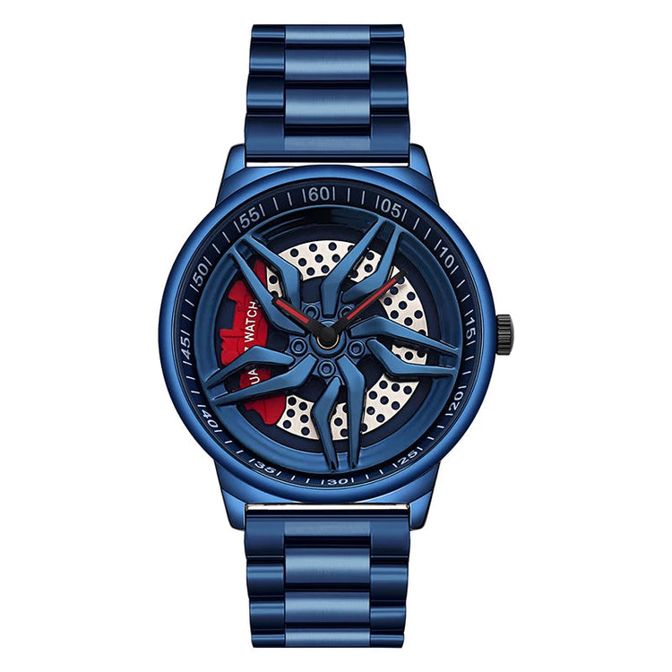 Rotating Dial Waterproof Car Wheel Watch Men Quartz Sport Steel Clock Creative Rim Hub Wheel Wristwatch Relogio Masculine Inspirational Watches