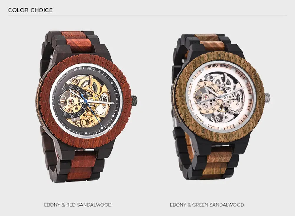 Luxury Wooden Mechanical Watches for Men – Premium Automatic Timepiece with Oversized Dial - Inspirational Watches
