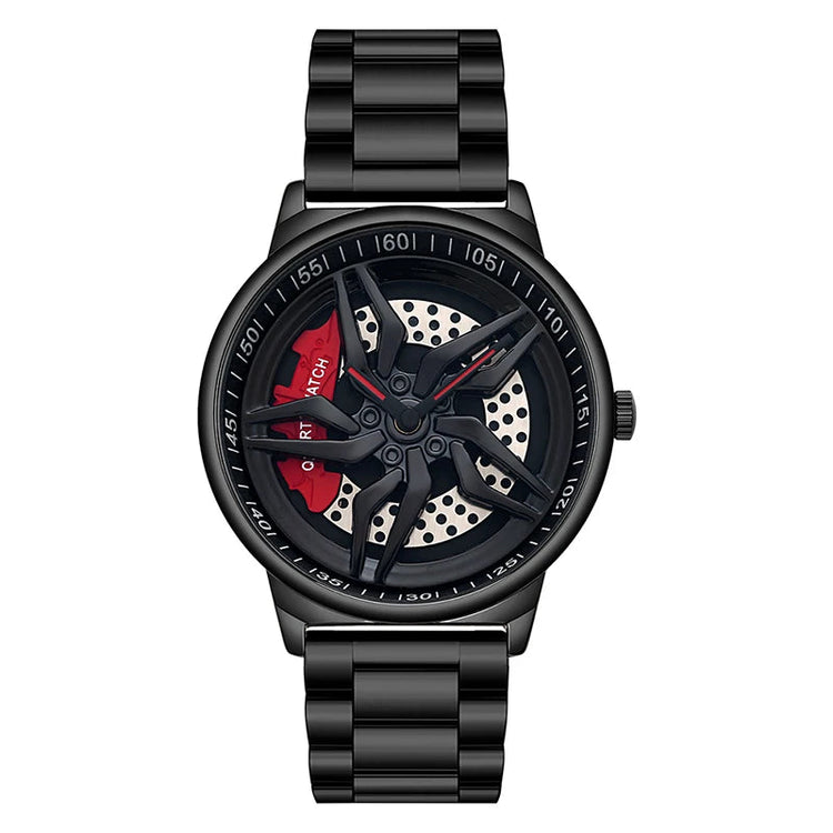 Rotating Dial Waterproof Car Wheel Watch Men Quartz Sport Steel Clock Creative Rim Hub Wheel Wristwatch Relogio Masculine Inspirational Watches