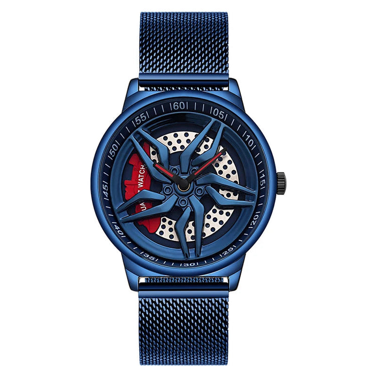 Rotating Dial Waterproof Car Wheel Watch Men Quartz Sport Steel Clock Creative Rim Hub Wheel Wristwatch Relogio Masculine Inspirational Watches