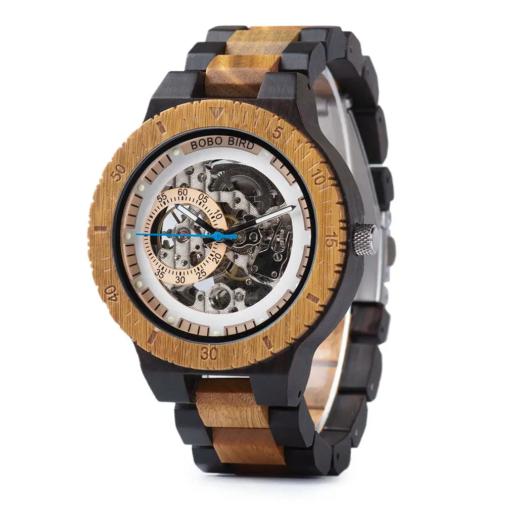 Luxury Wooden Mechanical Watches for Men – Premium Automatic Timepiece with Oversized Dial - Inspirational Watches