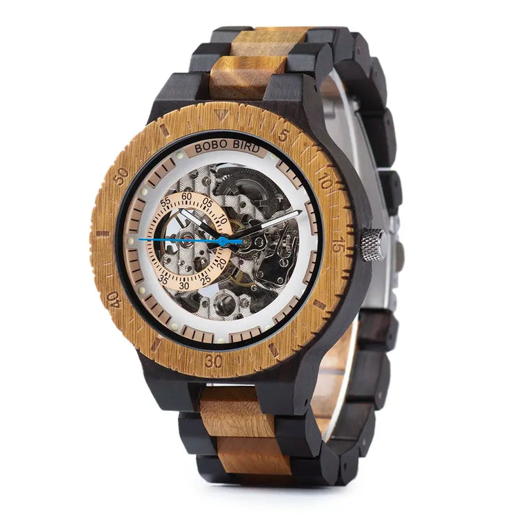Luxury Wooden Mechanical Watches for Men – Premium Automatic Timepiece with Oversized Dial - Inspirational Watches