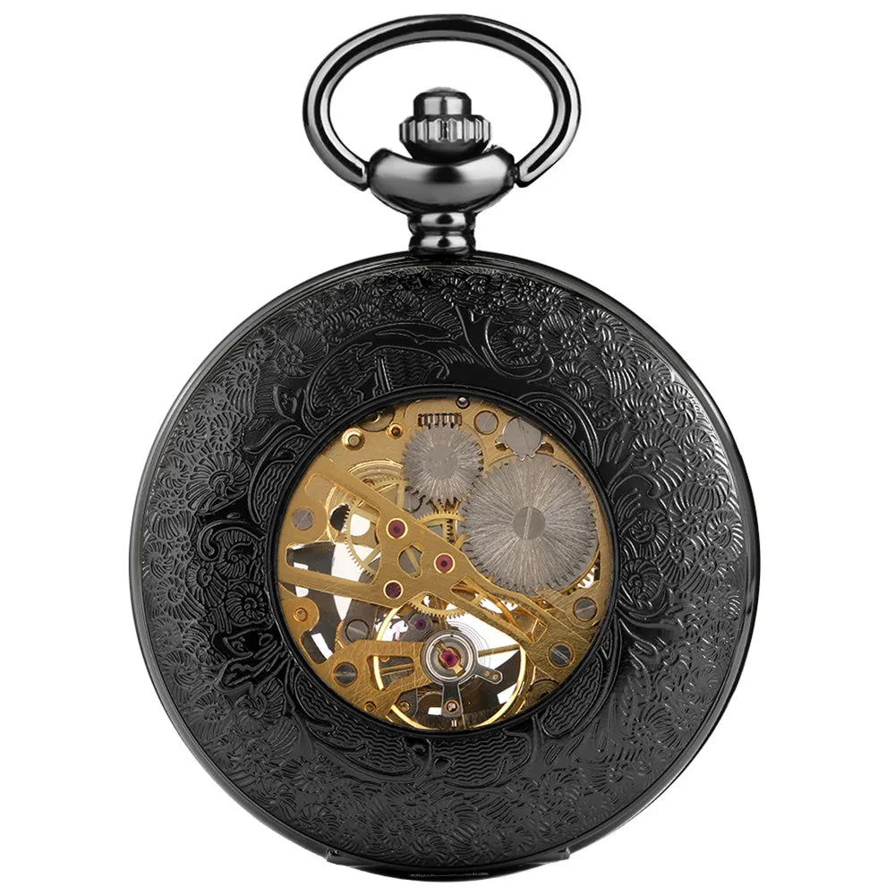 Classic Gold Mechanical Hand Winding Pocket Watch Shield Snake Pattern Vintage Pendant Manual Machinery Timepiece Gifts Male Inspirational Watches