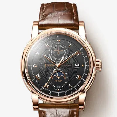 Automatic Mechanical Men's Watches Sapphire World Time Waterproof Inspirational Watches