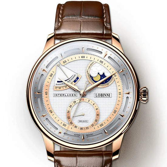 Moon Phase Mechanical Automatic Water Resistant Inspirational Watches
