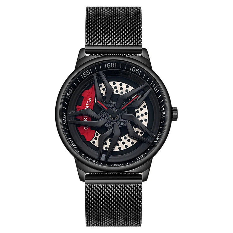 Rotating Dial Waterproof Car Wheel Watch Men Quartz Sport Steel Clock Creative Rim Hub Wheel Wristwatch Relogio Masculine Inspirational Watches