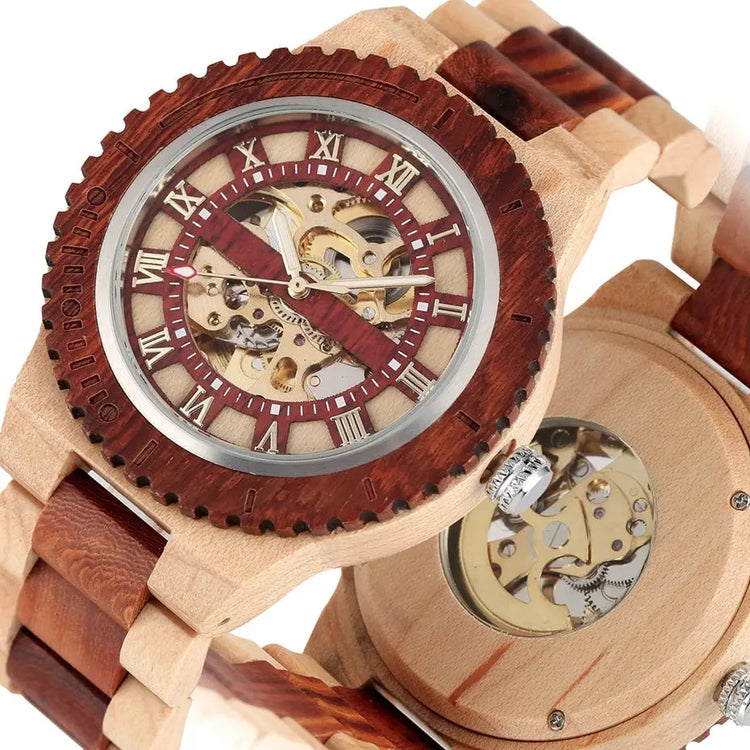 Automatic Wooden Skeleton Watch - Inspirational Watches