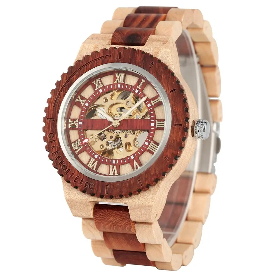 Automatic Wooden Skeleton Watch - Inspirational Watches