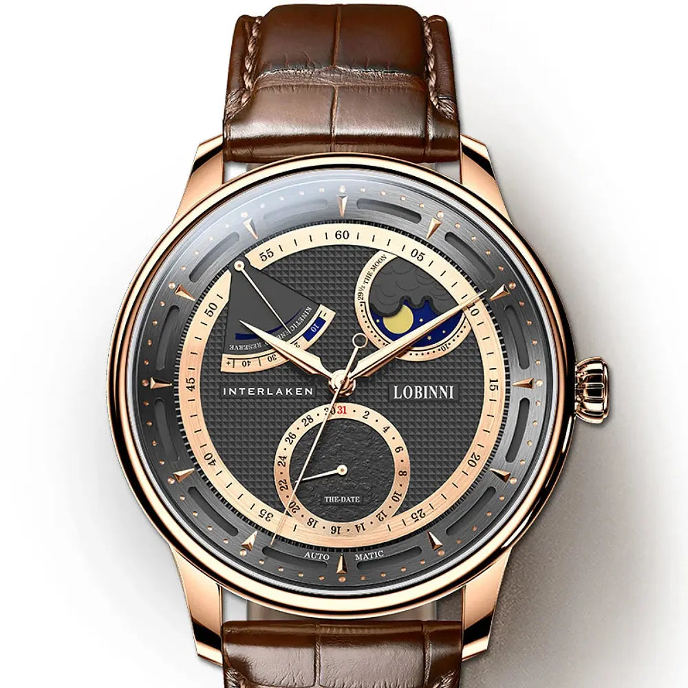 Moon Phase Mechanical Automatic Water Resistant Inspirational Watches