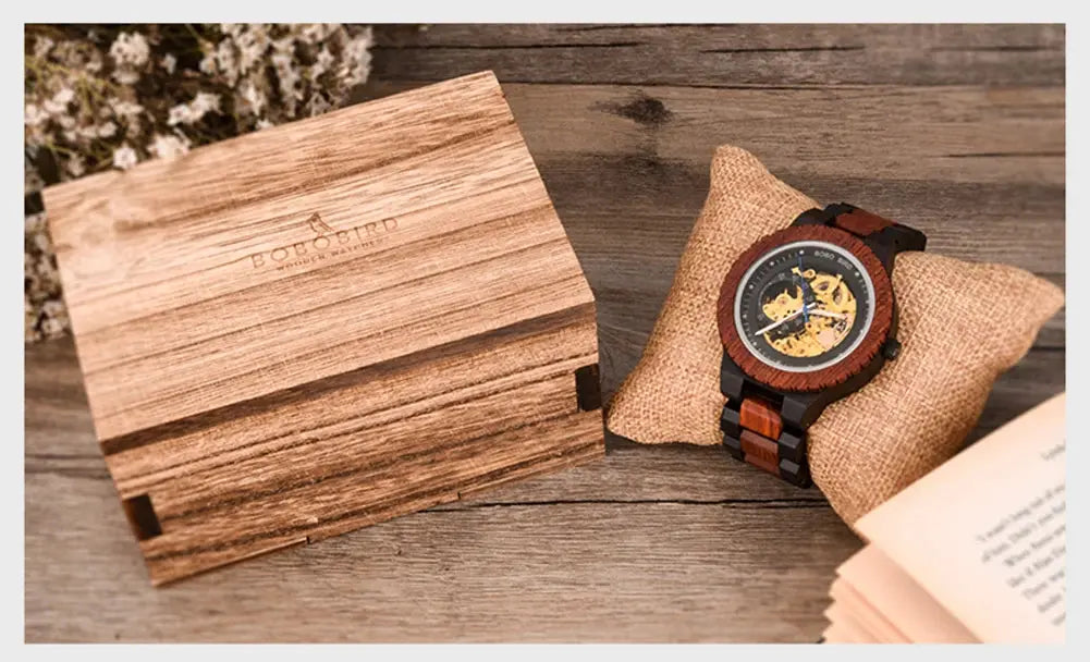 Luxury Wooden Mechanical Watches for Men – Premium Automatic Timepiece with Oversized Dial - Inspirational Watches