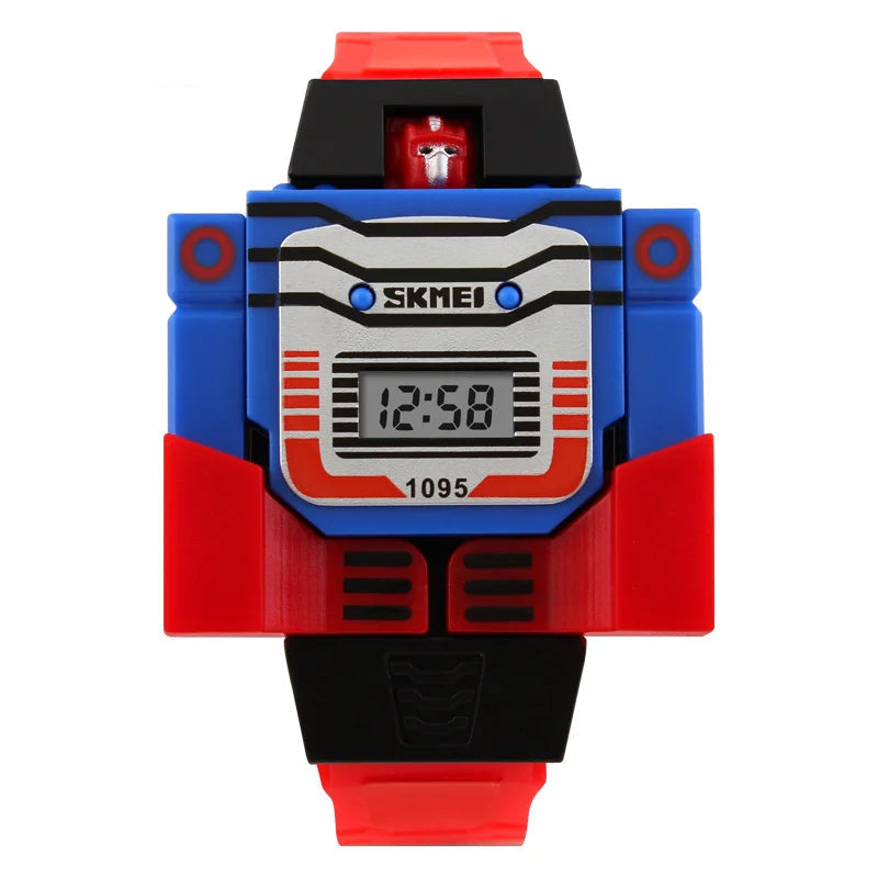 Digital Robot Transformation Cartoon Kids Sports Watch Inspirational Watches