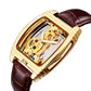 Top Brand Luxury Automatic Mechanical Transparent Skeleton Bridge Watch Leather Belt Inspirational Watches