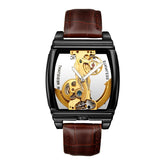 Transparent Automatic Mechanical Watch Men Steampunk Skeleton Luxury Gear Self Winding Leather Mens Clock Watches Montre Homme Inspirational Watches