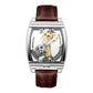 Top Brand Luxury Automatic Mechanical Transparent Skeleton Bridge Watch Leather Belt Inspirational Watches