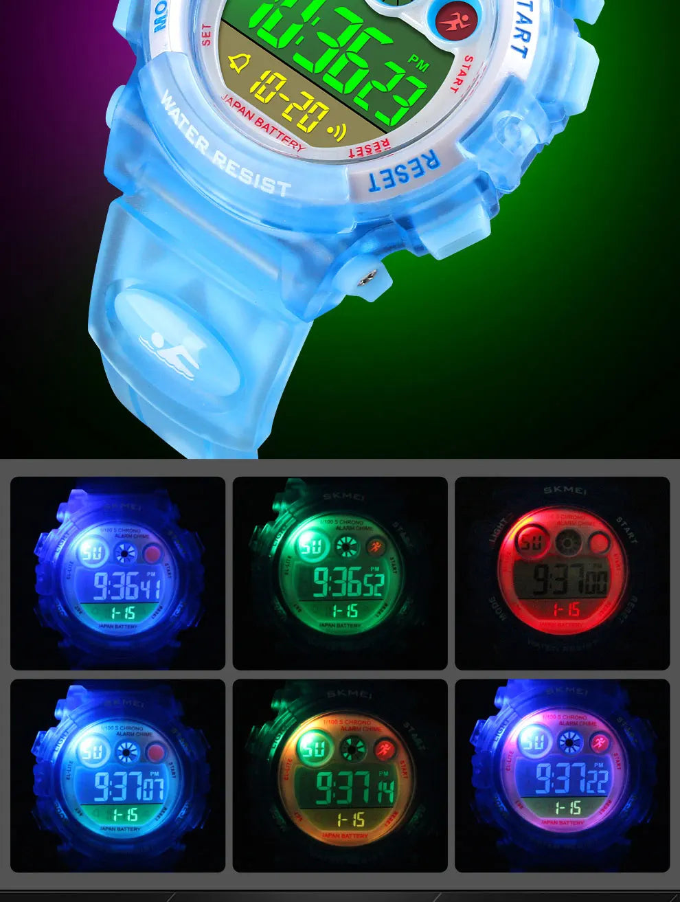 50M Waterproof LED Digital Kids Sports Watch Inspirational Watches