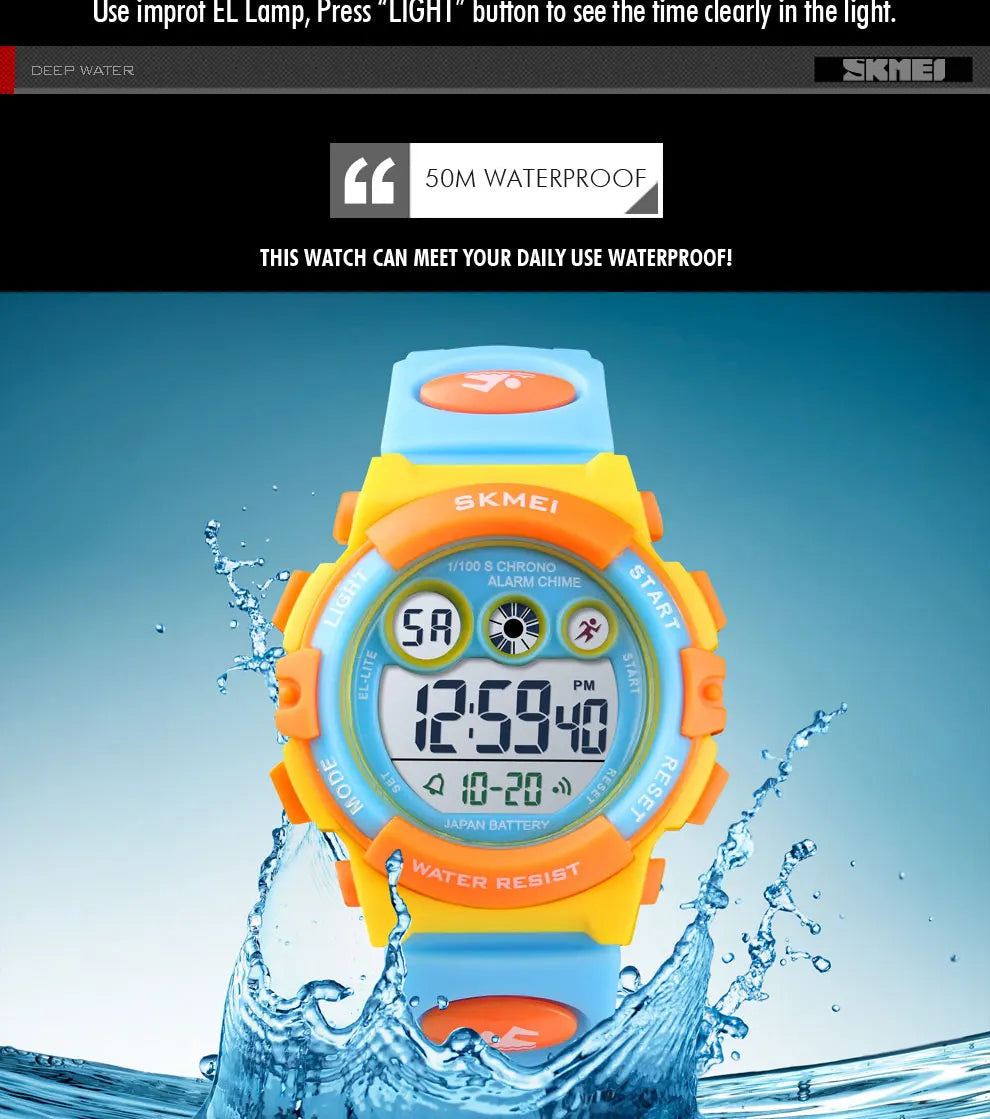 50M Waterproof LED Digital Kids Sports Watch Inspirational Watches