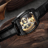 Transparent Automatic Mechanical Watch Men Steampunk Skeleton Luxury Gear Self Winding Leather Mens Clock Watches Montre Homme Inspirational Watches