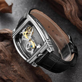 Transparent Automatic Mechanical Watch Men Steampunk Skeleton Luxury Gear Self Winding Leather Mens Clock Watches Montre Homme Inspirational Watches