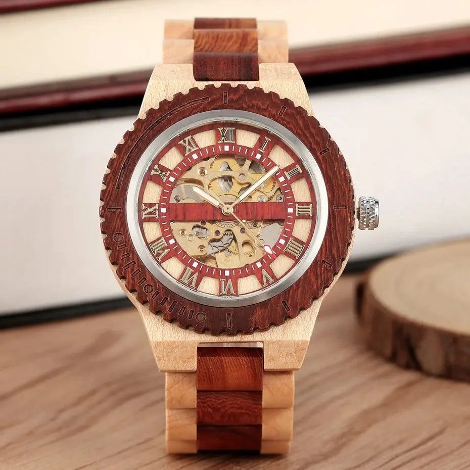 Automatic Wooden Skeleton Watch - Inspirational Watches