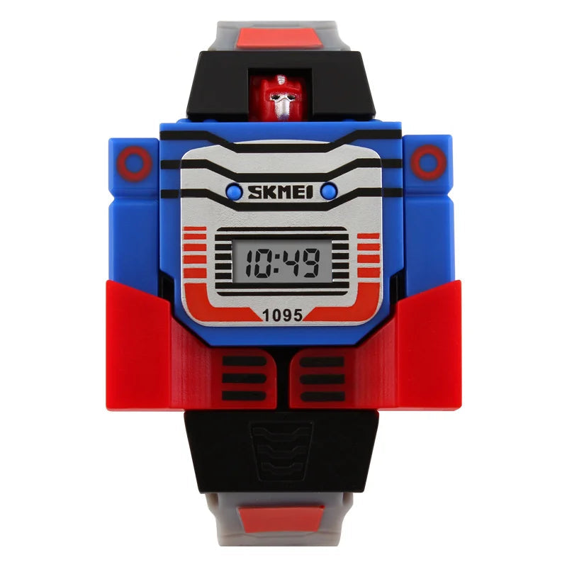 Digital Robot Transformation Cartoon Kids Sports Watch Inspirational Watches