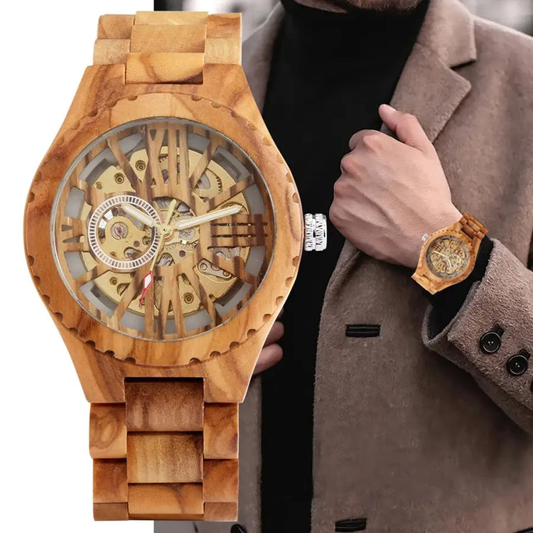 Cherry Wood Retro Hollow Skeleton watch Inspirational Watches