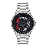 Rotating Dial Waterproof Car Wheel Watch Men Quartz Sport Steel Clock Creative Rim Hub Wheel Wristwatch Relogio Masculine Inspirational Watches