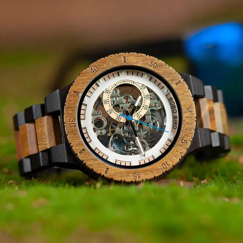 Luxury Wooden Mechanical Watches for Men – Premium Automatic Timepiece with Oversized Dial - Inspirational Watches