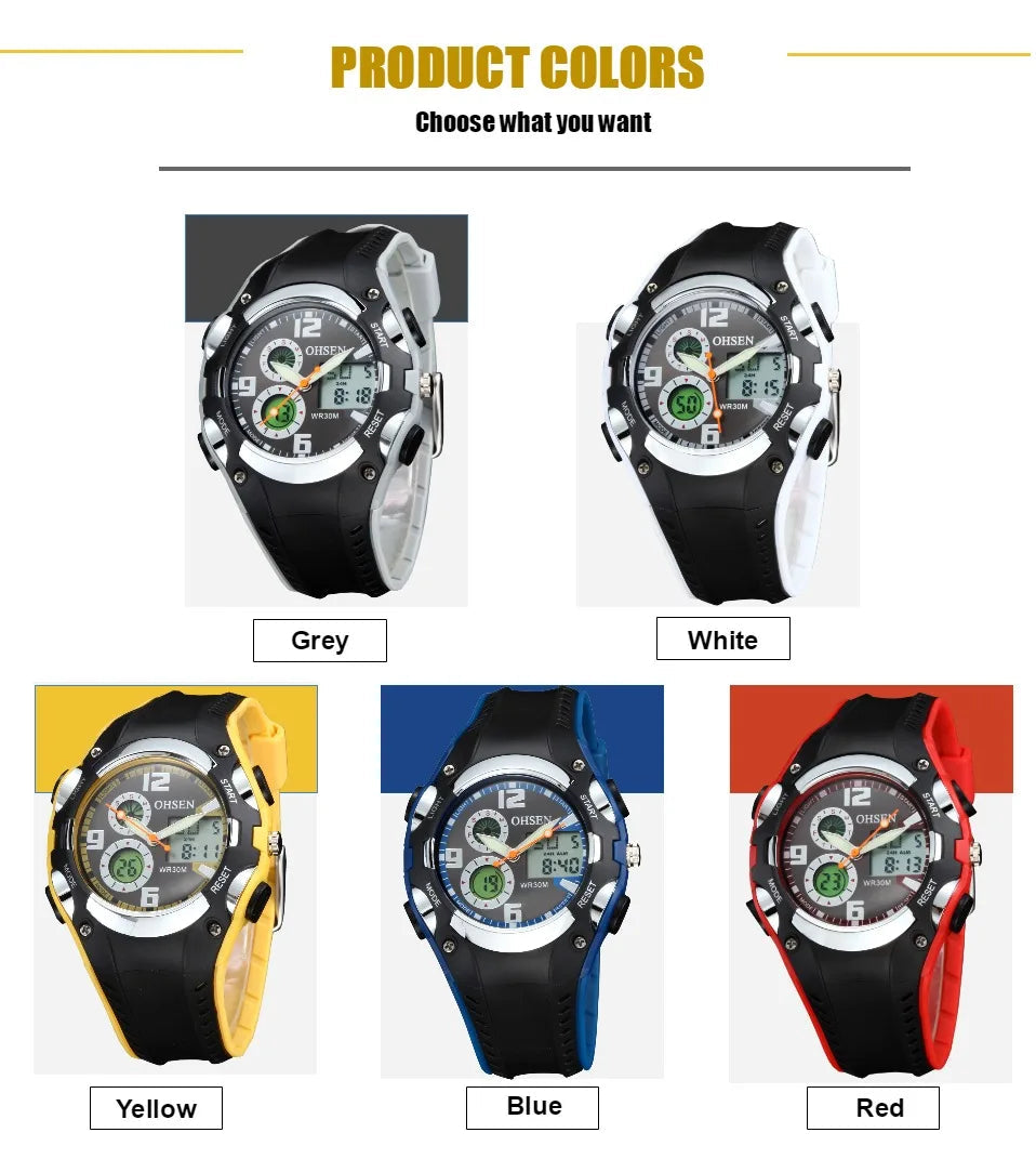 Fashion Digital LED Analog Kids Watch Inspirational Watches