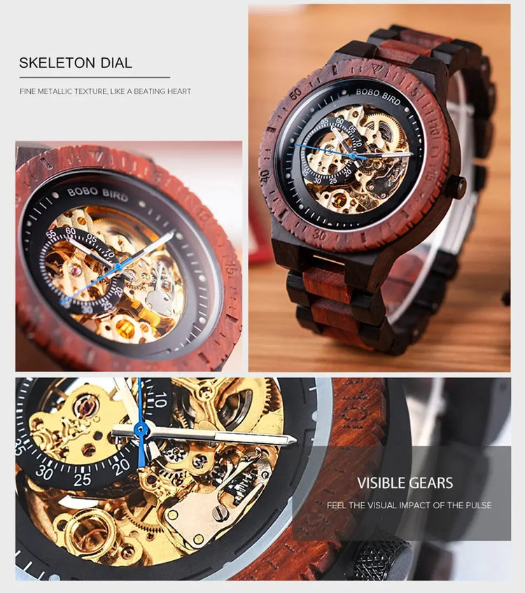 Luxury Wooden Mechanical Watches for Men – Premium Automatic Timepiece with Oversized Dial - Inspirational Watches
