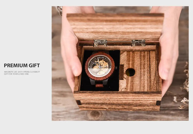 Luxury Wooden Mechanical Watches for Men – Premium Automatic Timepiece with Oversized Dial - Inspirational Watches