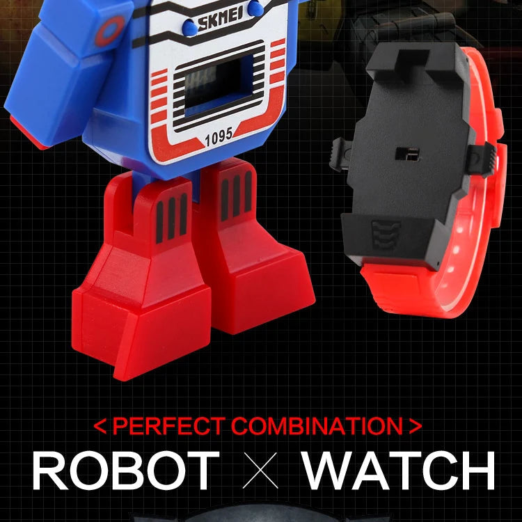 Digital Robot Transformation Cartoon Kids Sports Watch Inspirational Watches