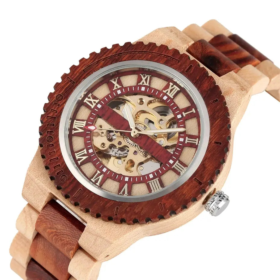 Automatic Wooden Skeleton Watch - Inspirational Watches