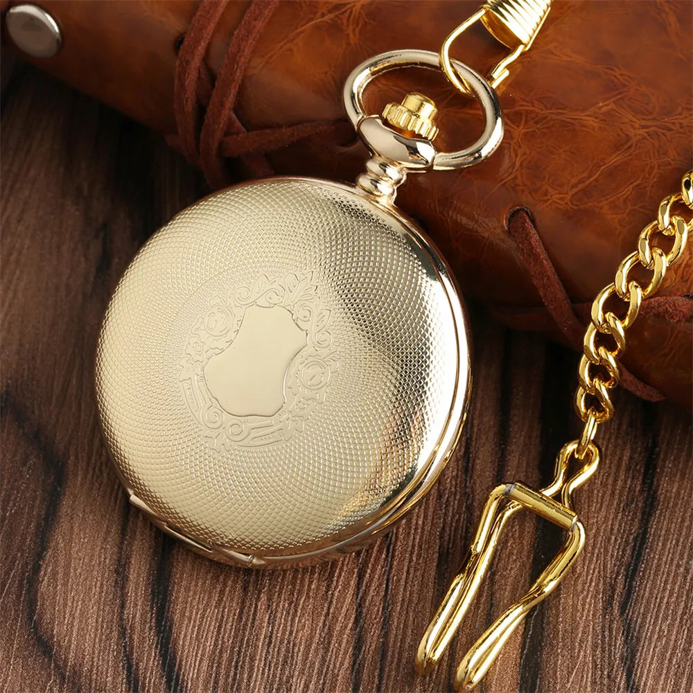 Classic Gold Mechanical Hand Winding Pocket Watch Shield Snake Pattern Vintage Pendant Manual Machinery Timepiece Gifts Male Inspirational Watches