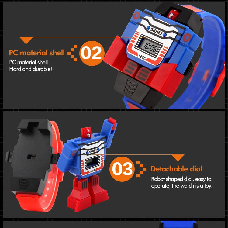 Digital Robot Transformation Cartoon Kids Sports Watch Inspirational Watches